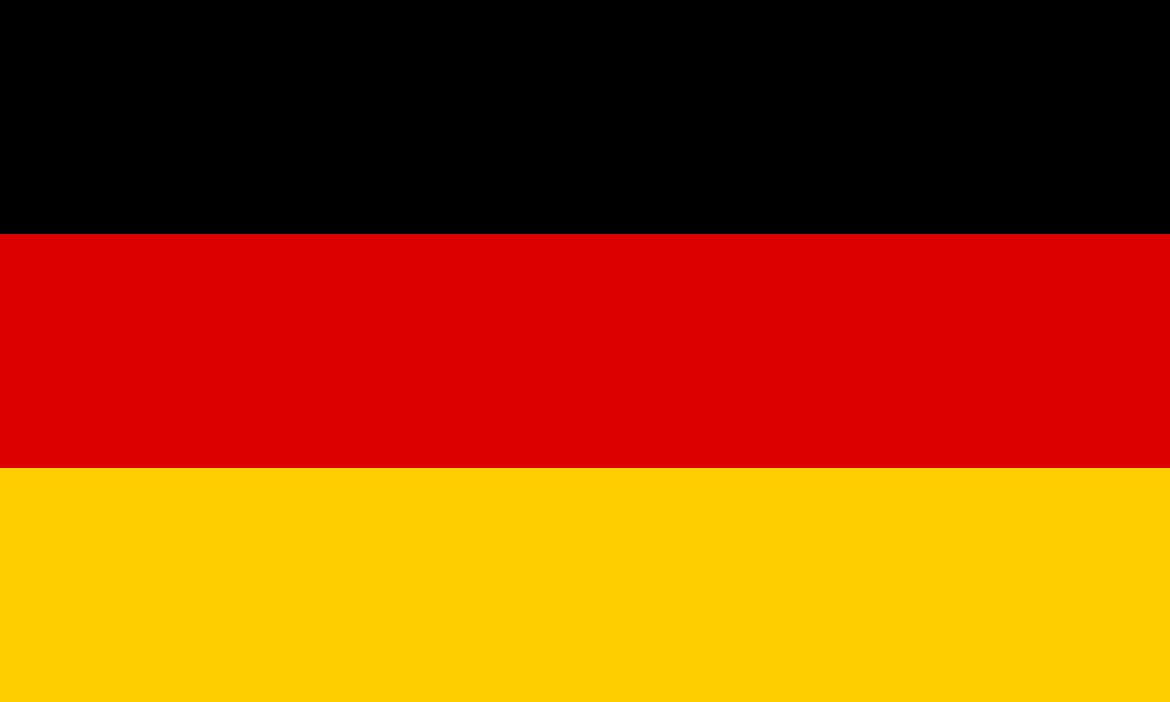 Bandera de Alemania: tres franjas horizontales negra, roja y dorada