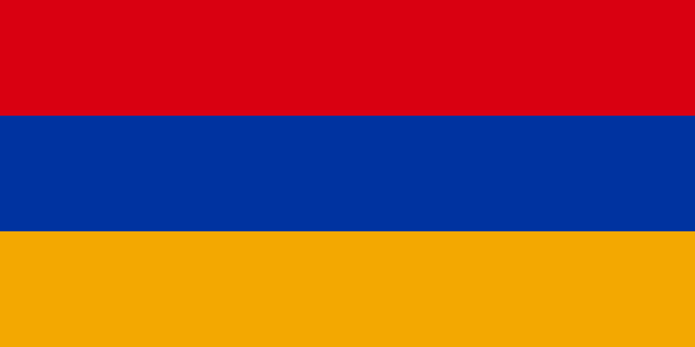 Bandera de Armenia: tres franjas horizontales roja, azul y naranja