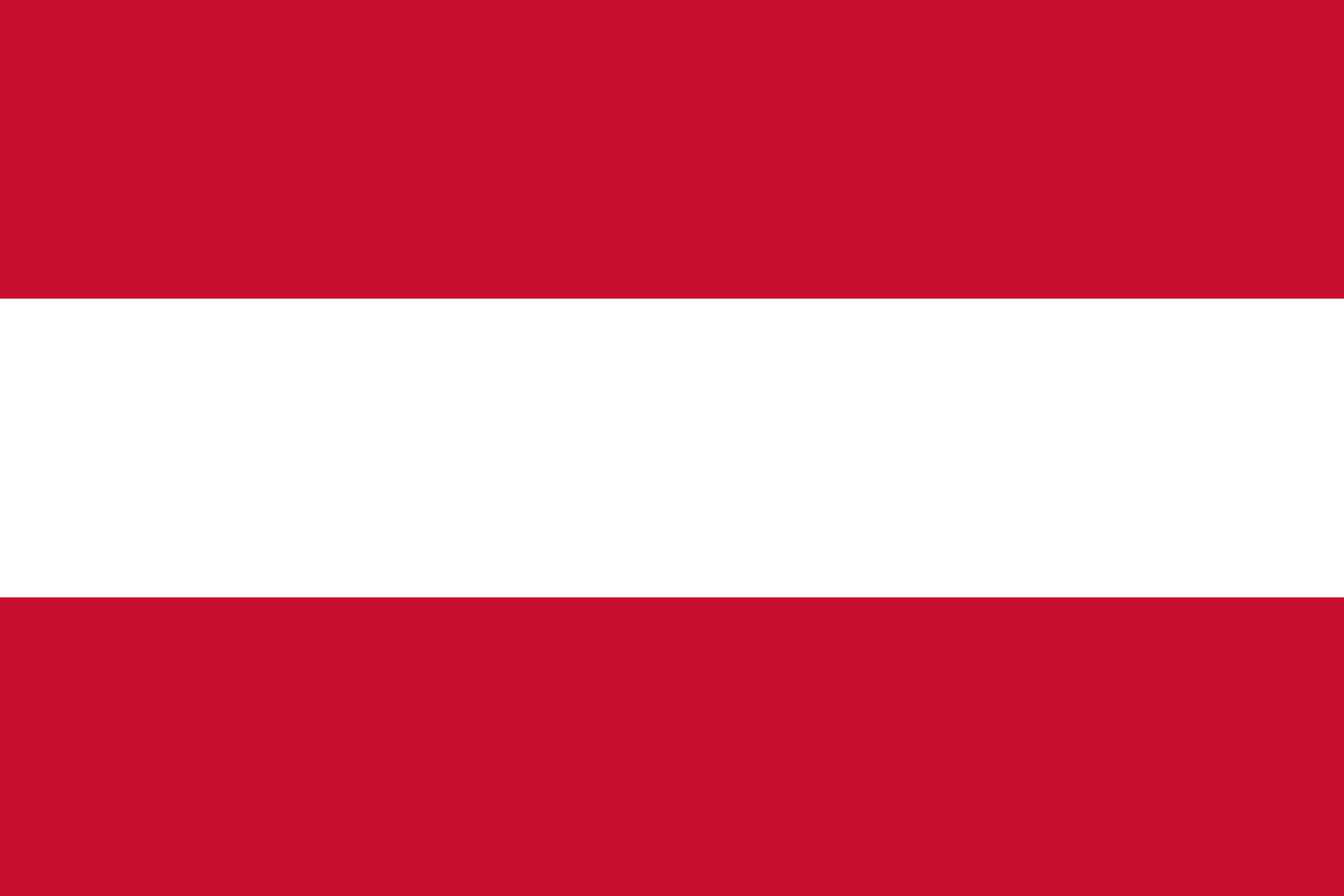Bandera de Austria: tres franjas horizontales roja, blanca y roja