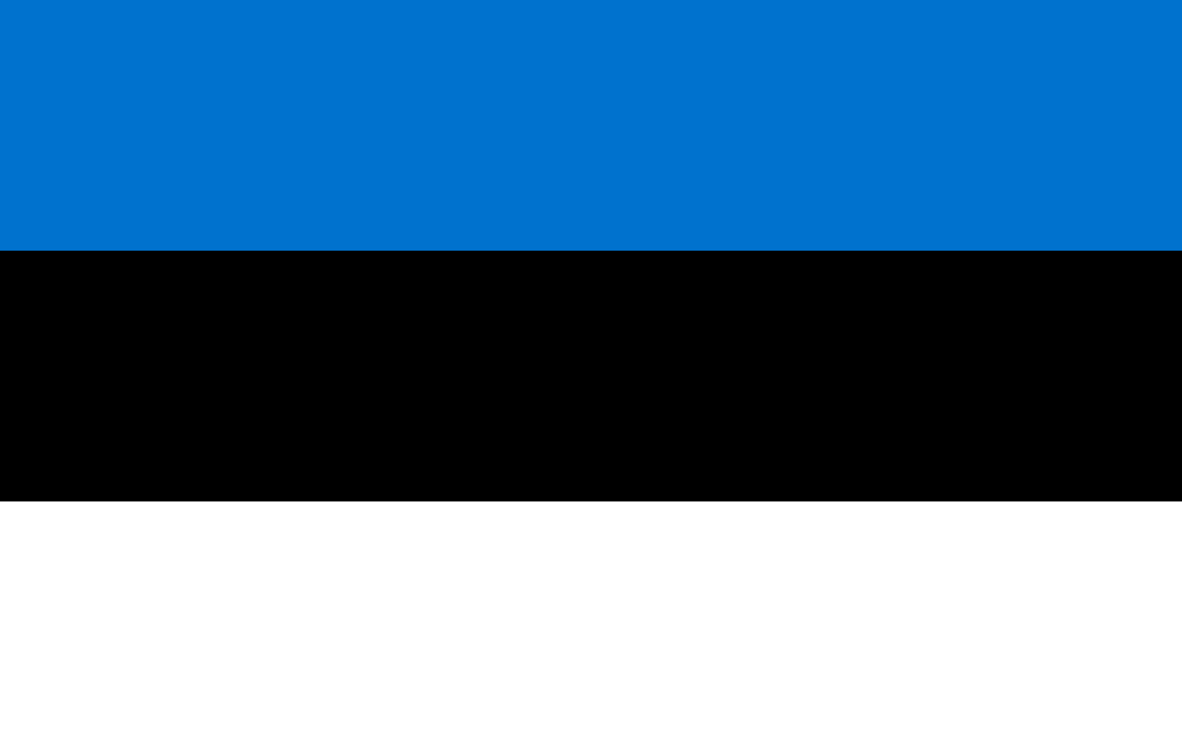 Bandera de Estonia: tres franjas horizontales azul, negra y blanca