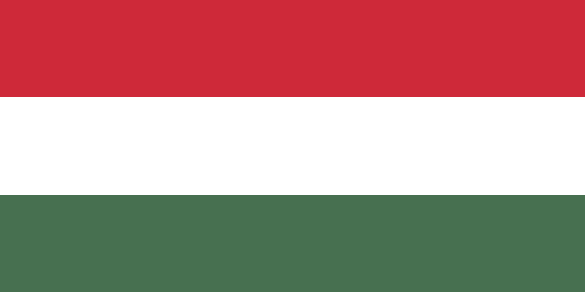 Bandera de Hungría: tres franjas horizontales roja, blanca y verde