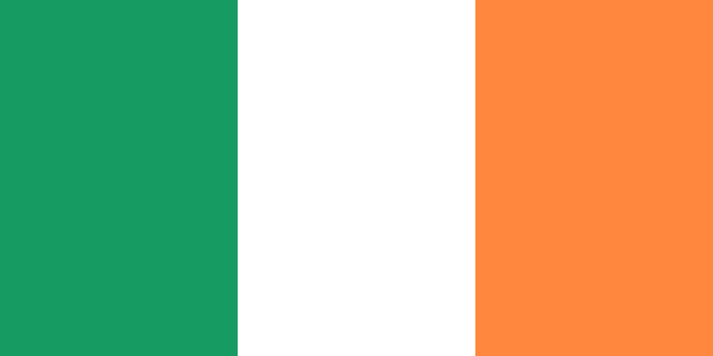 Bandera de Irlanda: tres franjas verticales verde, blanca y naranja