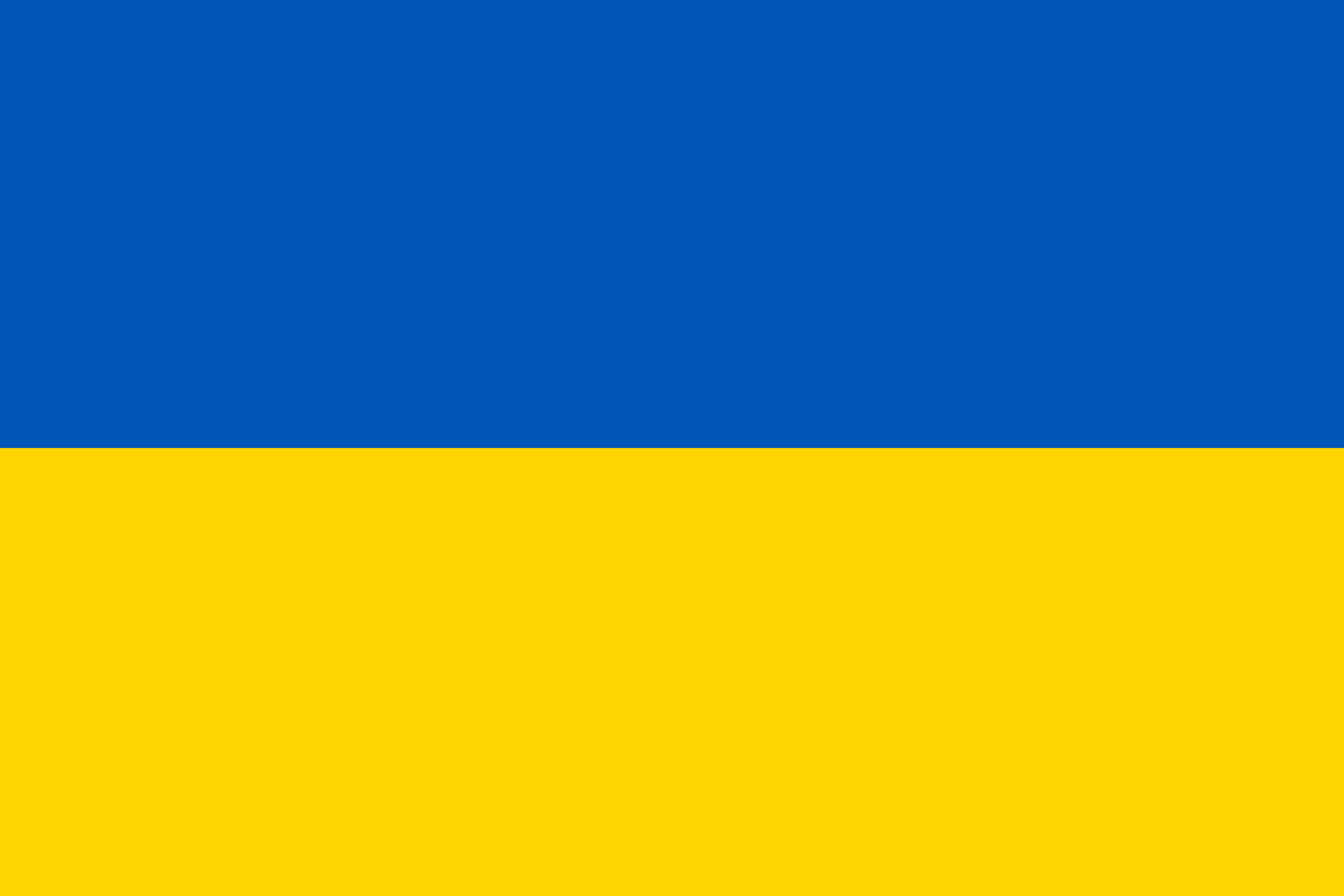 Bandera de Ucrania: dos franjas horizontales, azul arriba y amarilla abajo