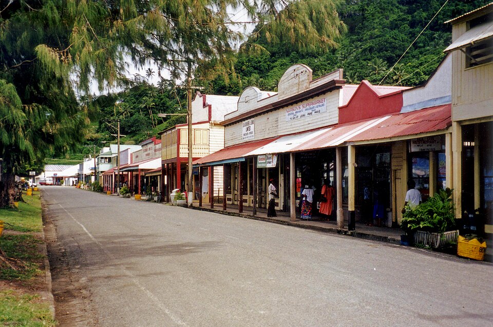 La calle principal de Levuka con sus casas de madera